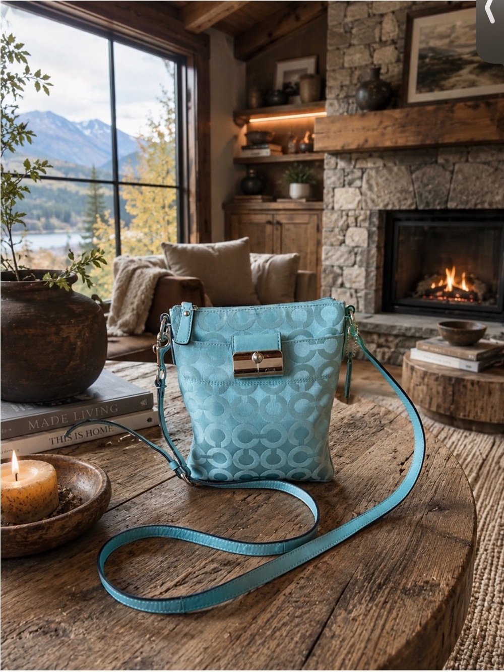 Coach Kristen 2009 Turquoise Signature Swing pack Bag